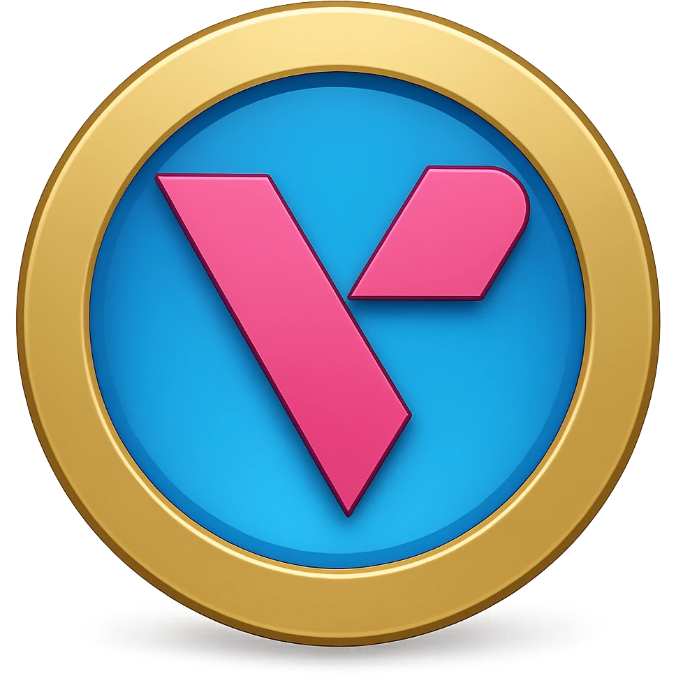 Add the provided company logo to the center of this modern digital token with stylized shine, keeping the flat emoji style with transparent background as in the original images. emoji