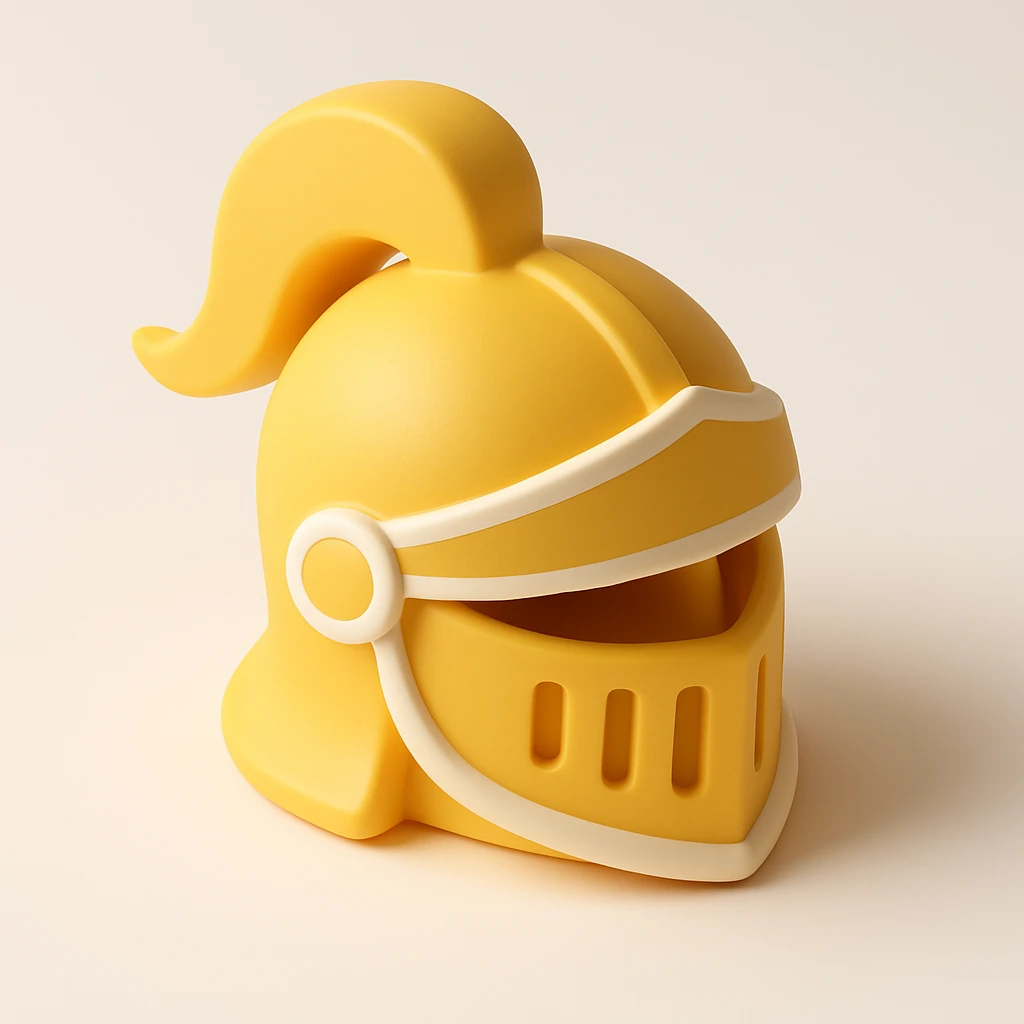 knight helmet, yellow color #fdcb58, Discord art style emoji