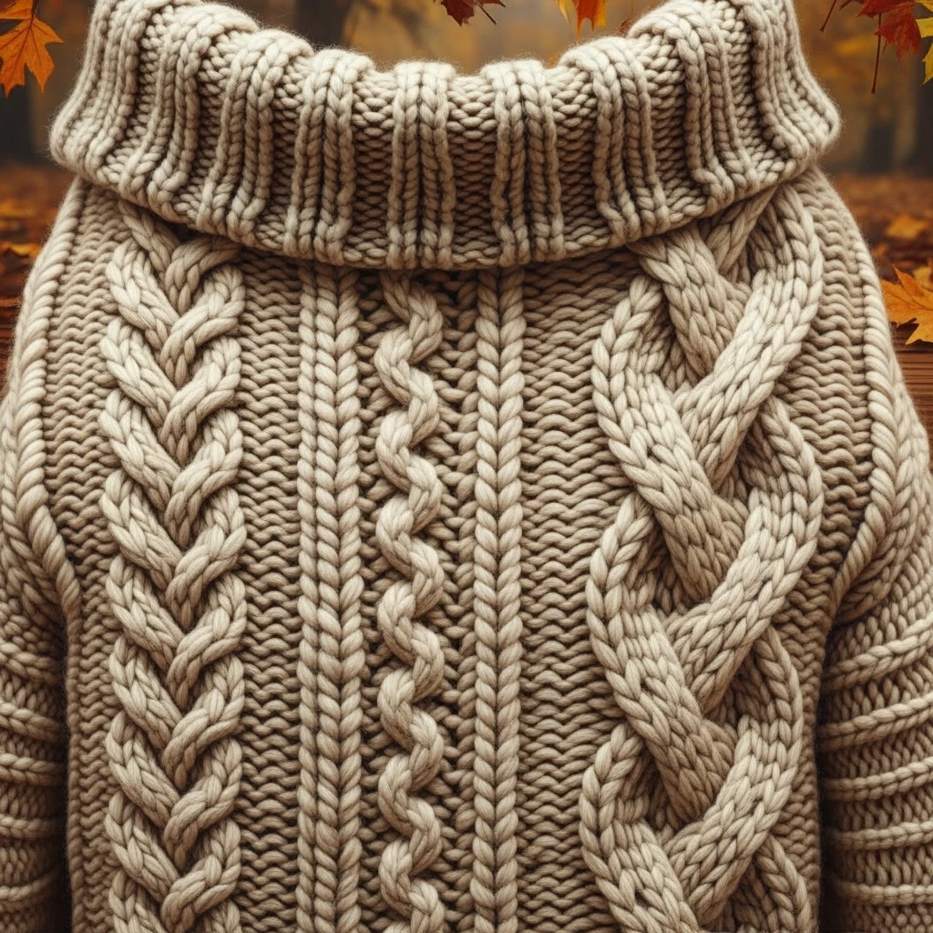 knitted sweater texture, seamless pattern, warm beige and cream tones, cozy autumn background, soft fabric style emoji