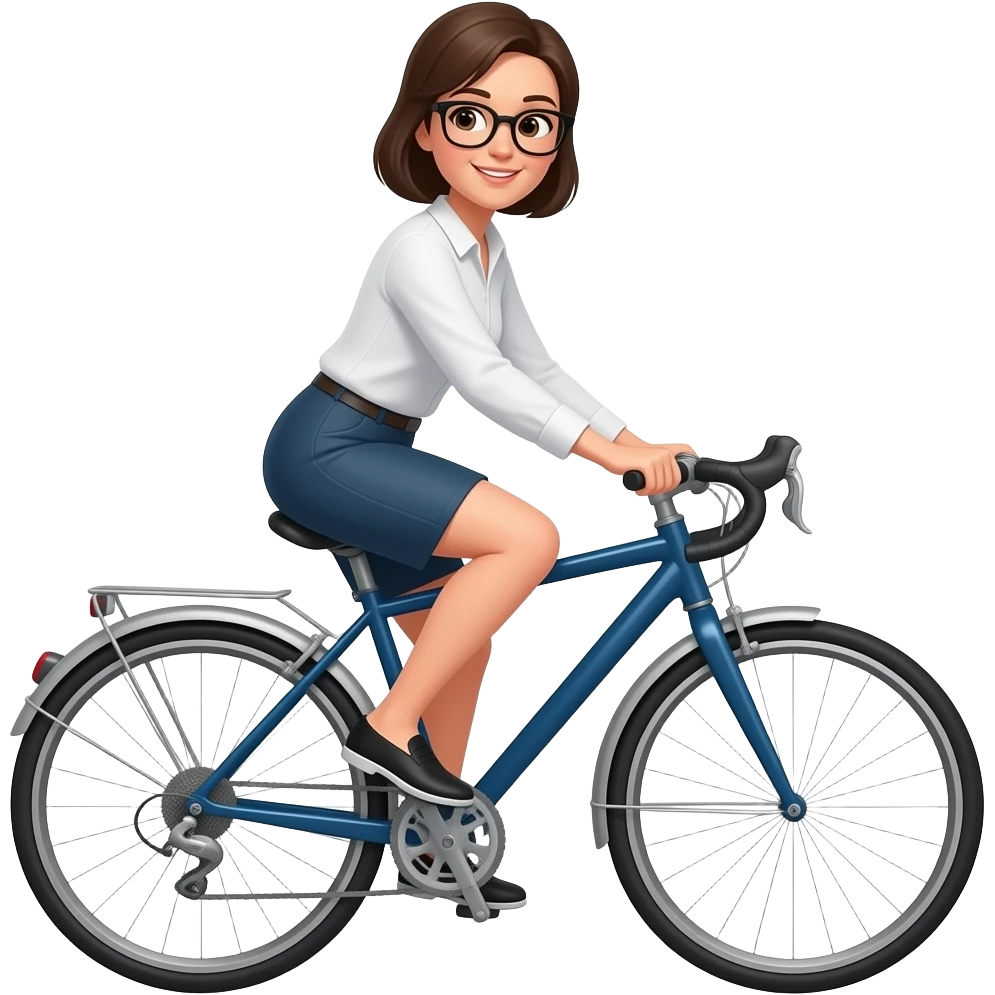 Scientist female with white  blouse riding bike emoji