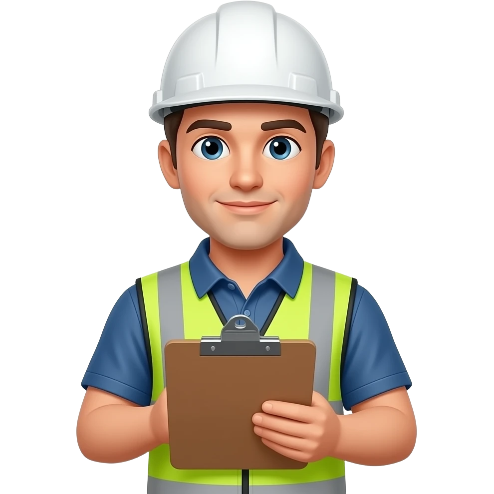 engingeer full hivis overalls looking at a clipboard emoji