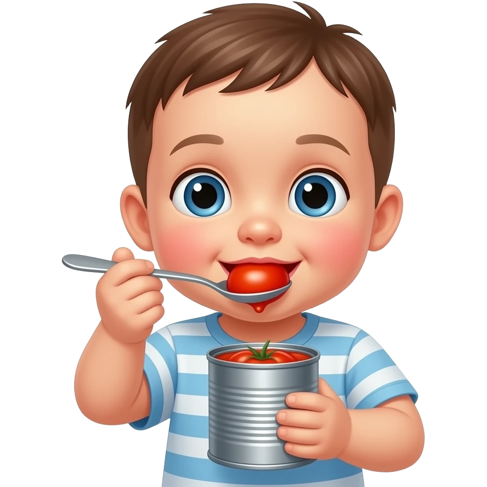 baby eating bigger canned tomato closeup emoji