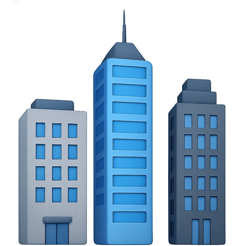 Сгенерируй мне небоскребы в стиле Apple Эмоджи, на пнг фоне (без фона) emoji