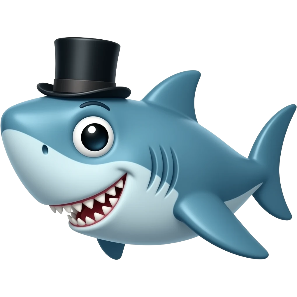Shark with a top hat emoji