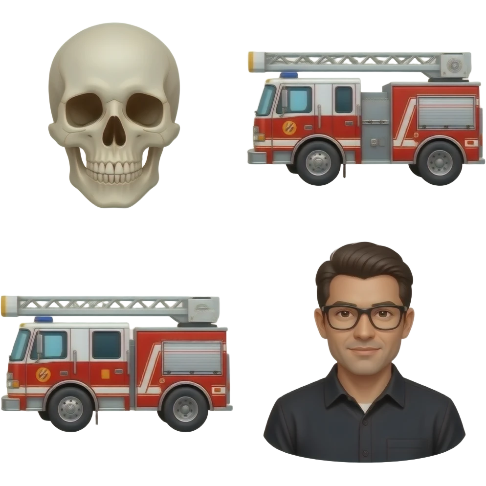 Đầu lâu và xe bốc lửa cho người mặc áo đen vào emoji