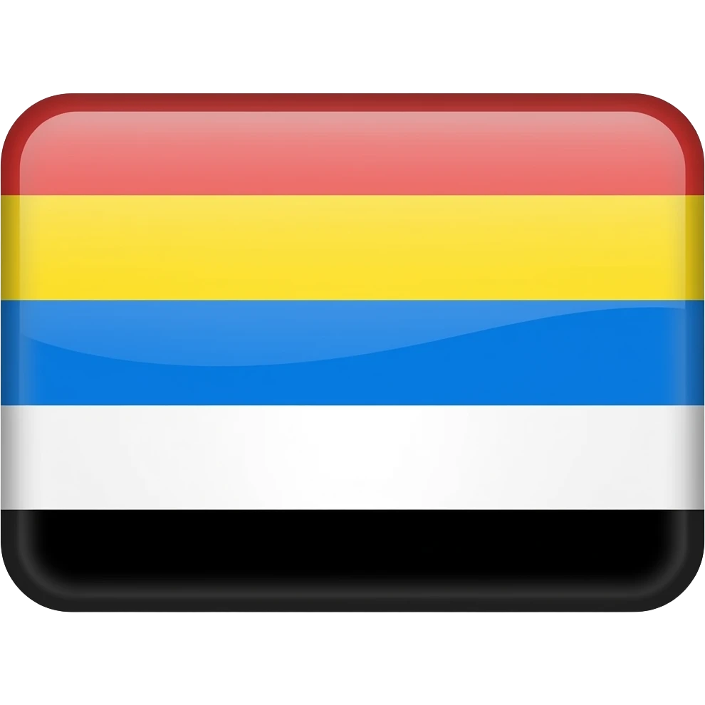 Rectangular Flag with 5 portions most upper part red then yellow then blue then white then black emoji