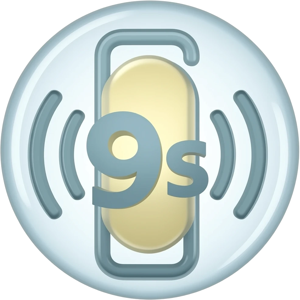 3D emoji voice message icon, "9s" text, audio waves. emoji
