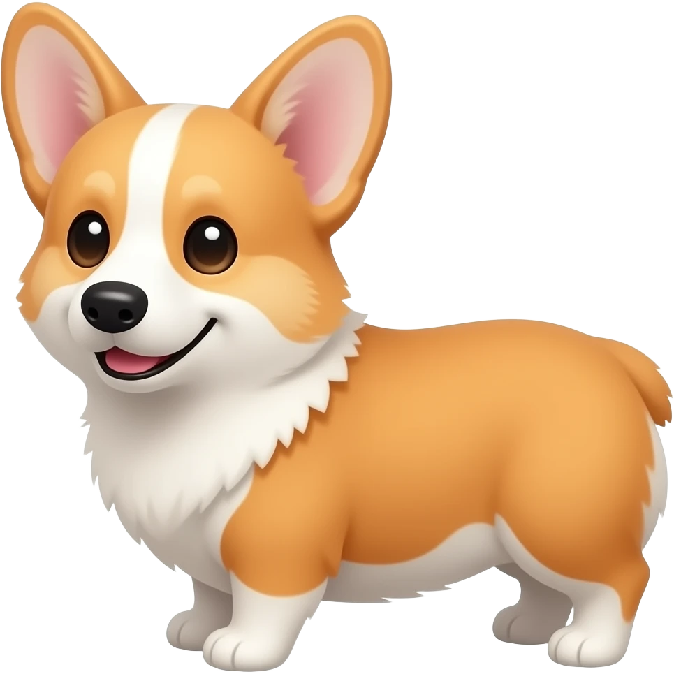 Kawaii corgi con carita kawaii y cuerpo emoji