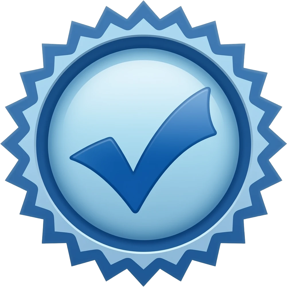 Make a emoji of blue  meta verified sign in circle all blue with only white tick and circle sides is zig zag sides blue emoji