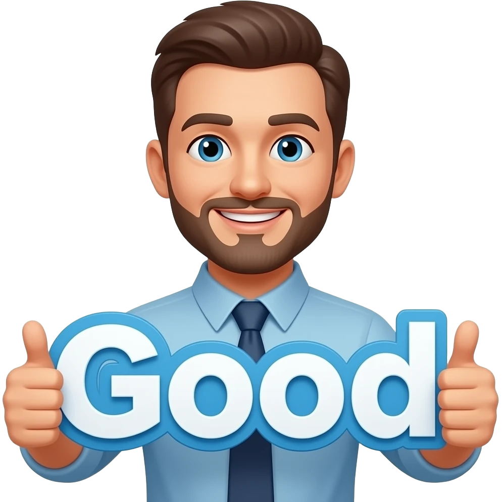 A man thumb up both hands + a big good” emoji