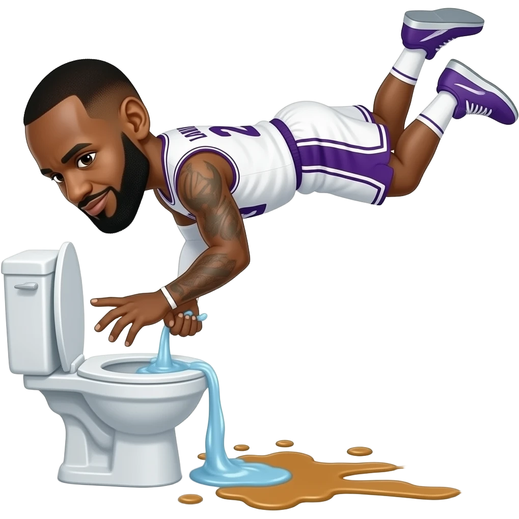 LeBron James shitting on the toilet and flying up emoji