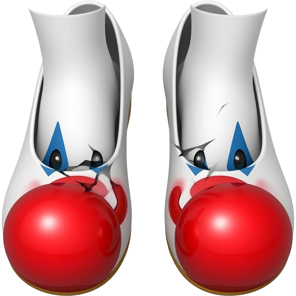 White feet with red toenails ripping of clown shoes emoji