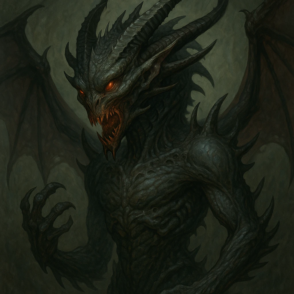 character that is 60% dragon, 20% demon, and 20% alien, blending features of all three in a creative way emoji