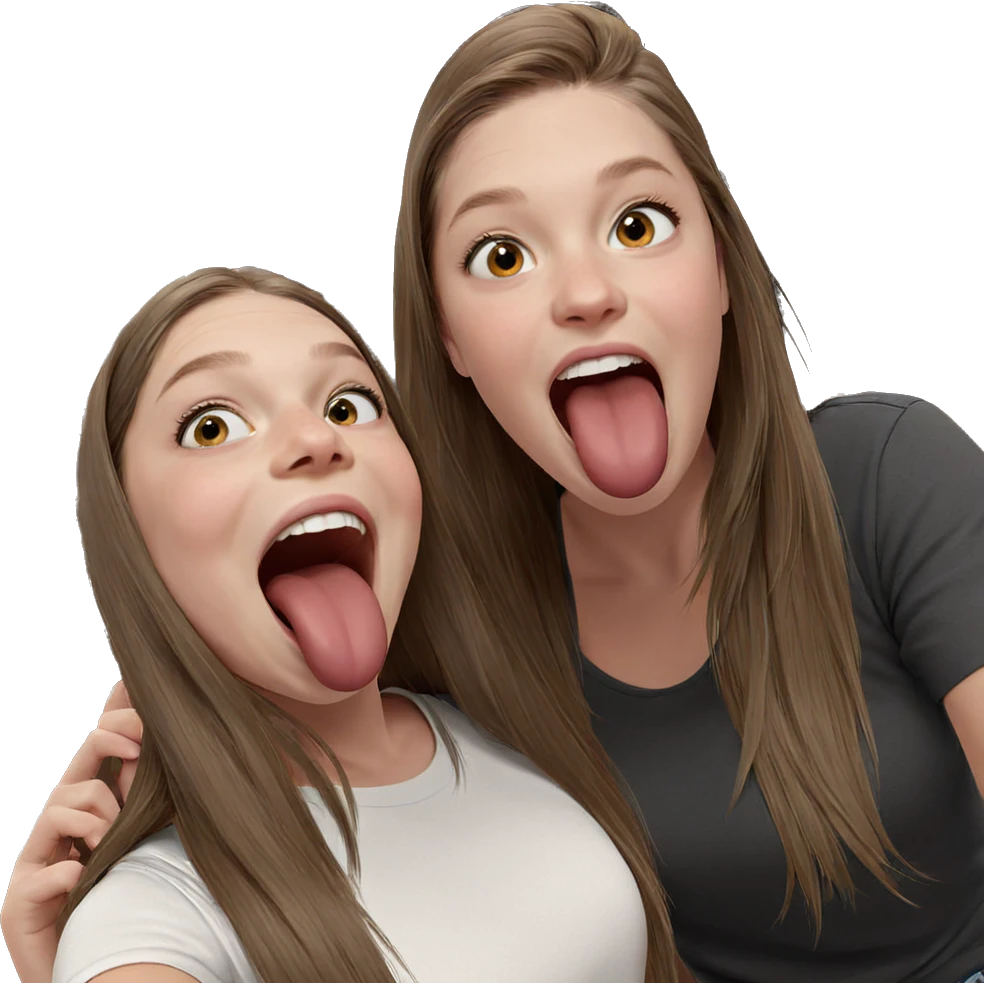 playful girls with open mouths emoji