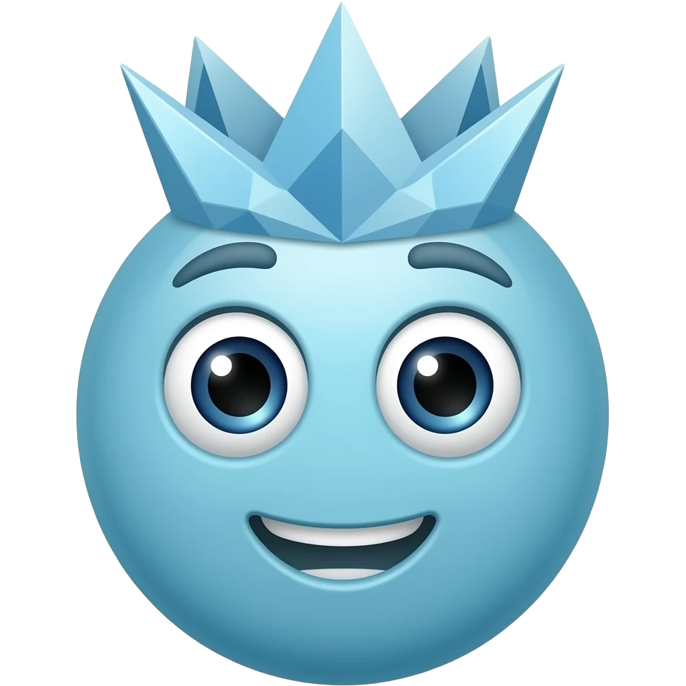 Ok I want I blue emojie not a human make him a circle like the oh emojis and make home have ice o his face like this 🥶 and make him wearing a icecrown emoji