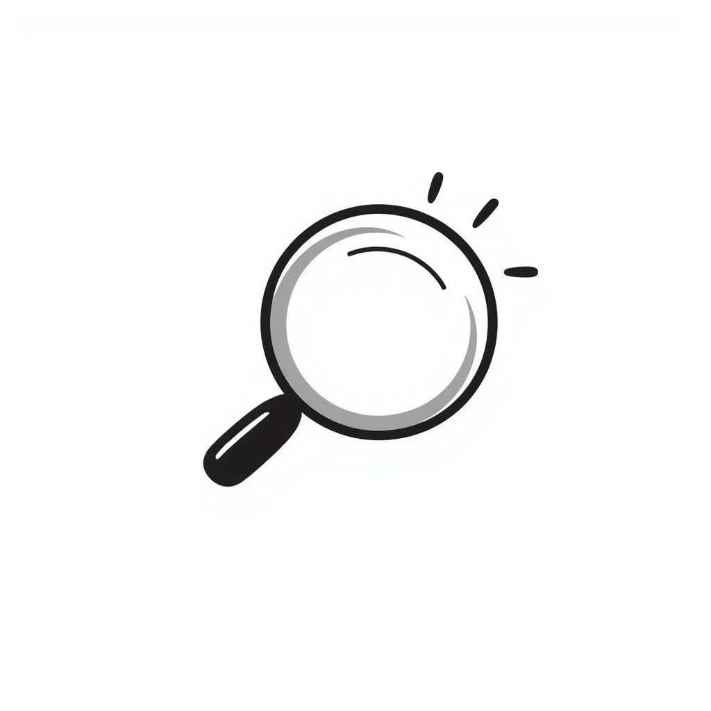 magnifying glass on a digital interface, hand drawn doodle style emoji