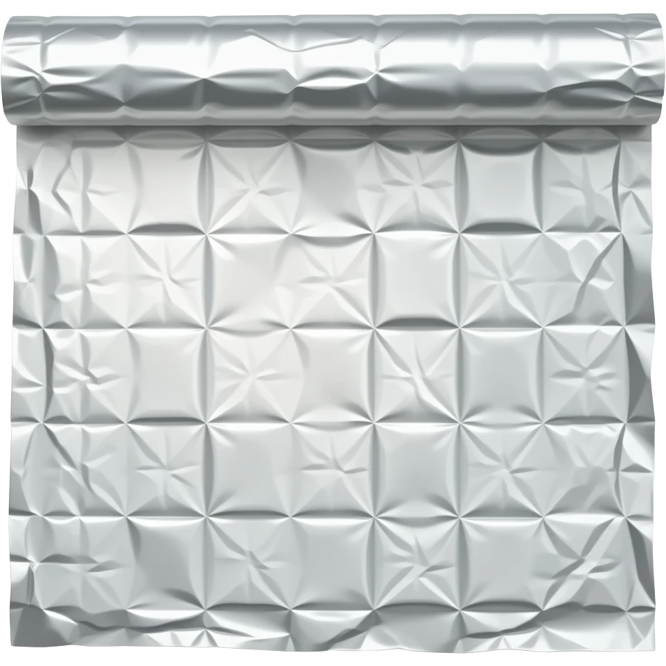 A piece of aluminum foil paper with square wrinkles rolled out emoji