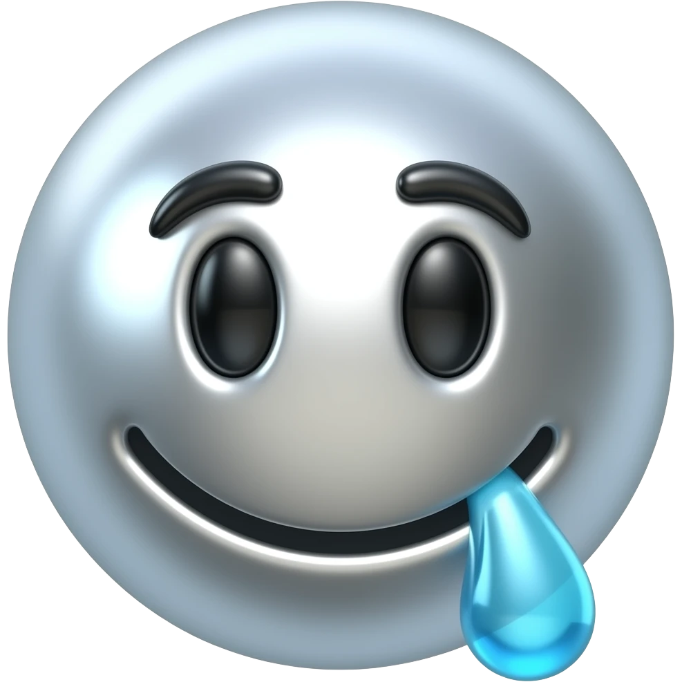 Dizzy emoution 3D metallic chrome color simple ball emoji emoji