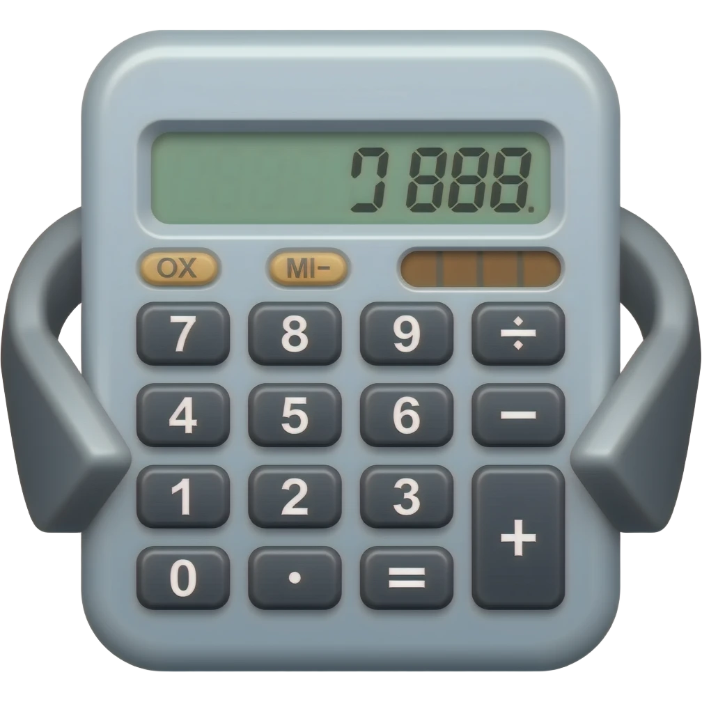 Create a simple emoji of an energy calculator: small calculator + lightning bolt icon. Flat design, bold emoji