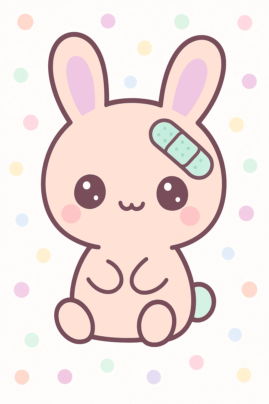 bunny with a bandage, gentle colors, kawaii style emoji