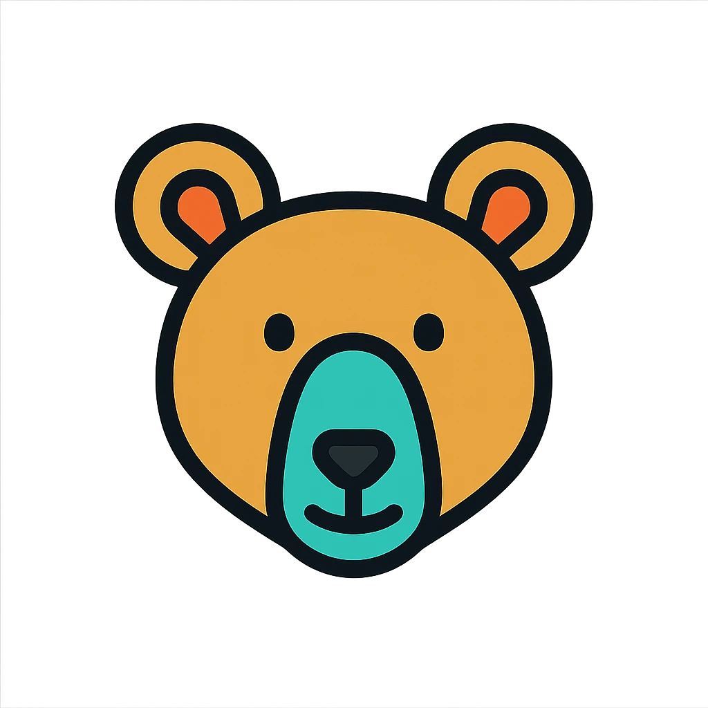 stylized bear head icon, large ears, curved snout, modern icon style emoji