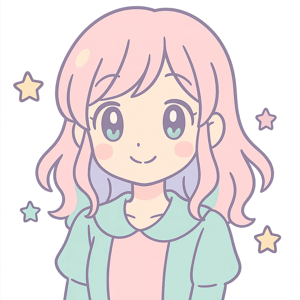 anime character, pastel colors, soft features, gentle smile, shoujo anime style emoji