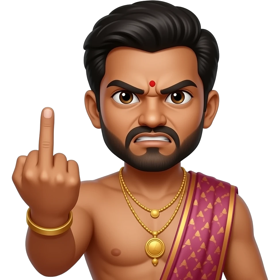 angry hindu man giving middle finger emoji