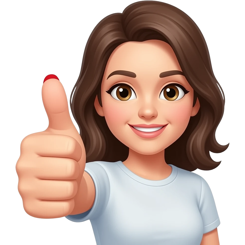 Woman's thumbs up with fingernail that is red emoji
