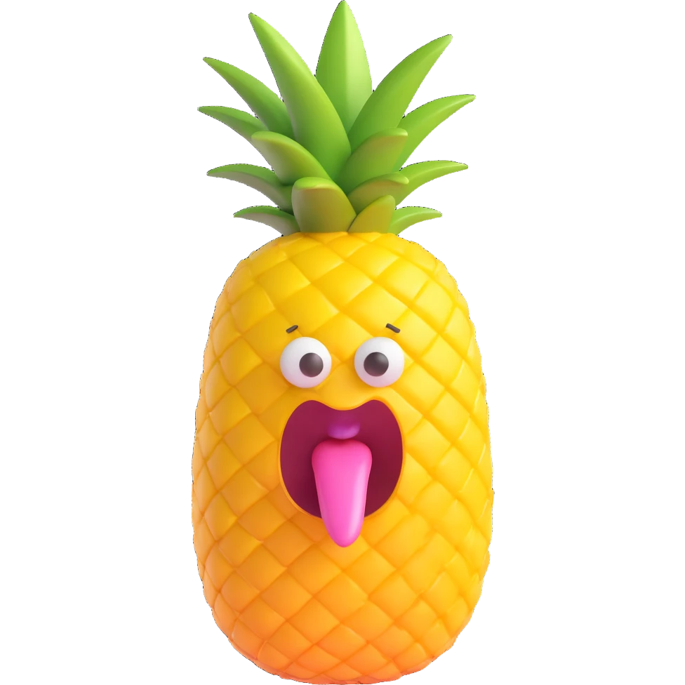 joyful pineapple sticking tongue out emoji