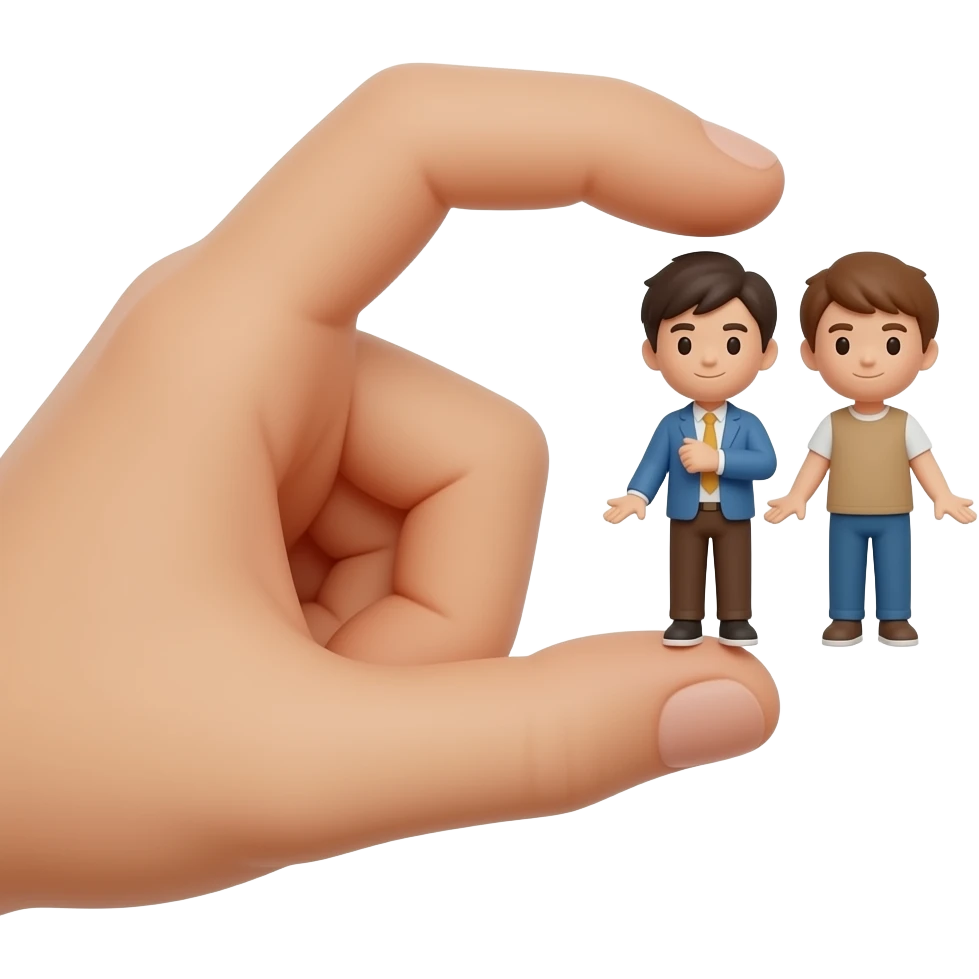 Holding up two figures split while younger out liking between the fingers emoji