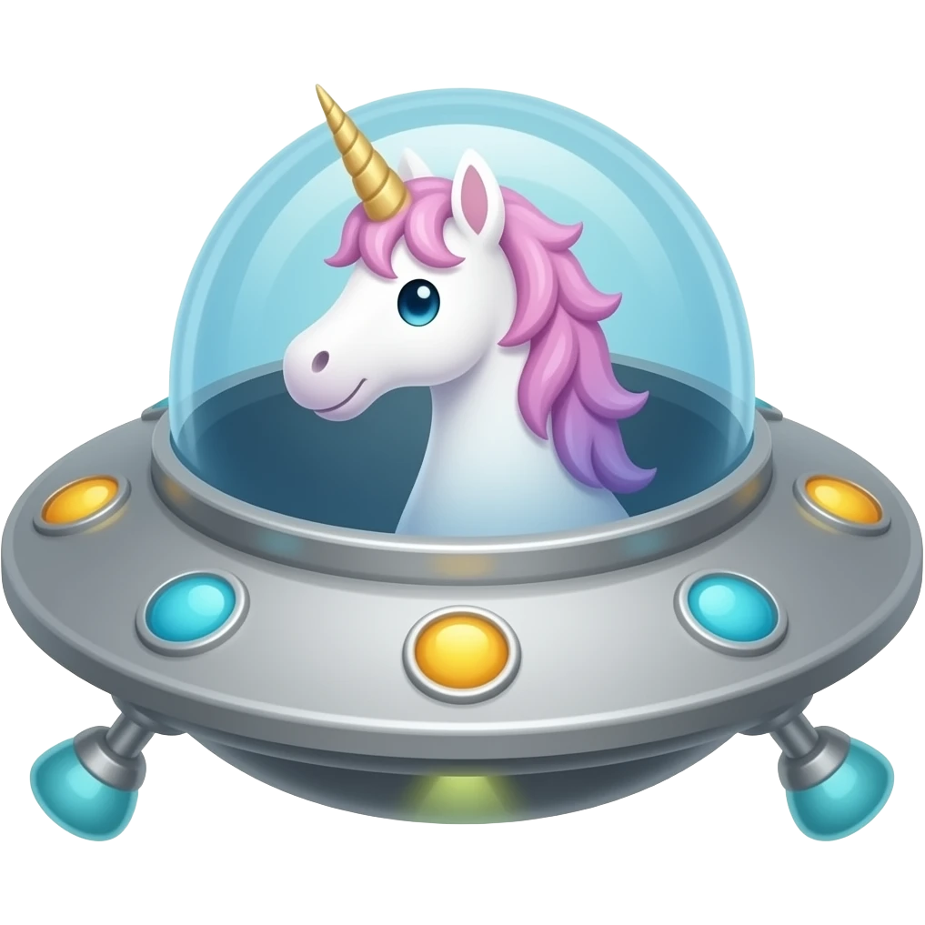 ufo with unicorn inside of the ufo emoji