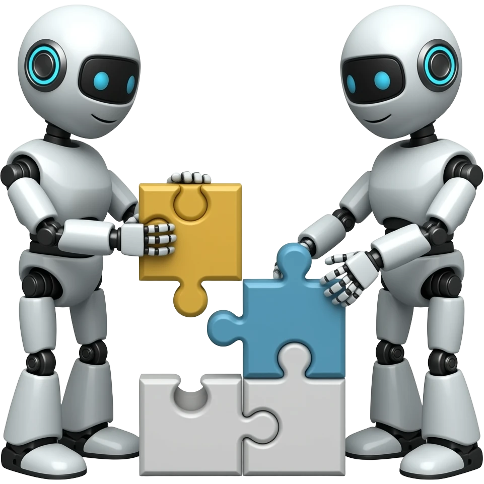 puzzles between two robots emoji