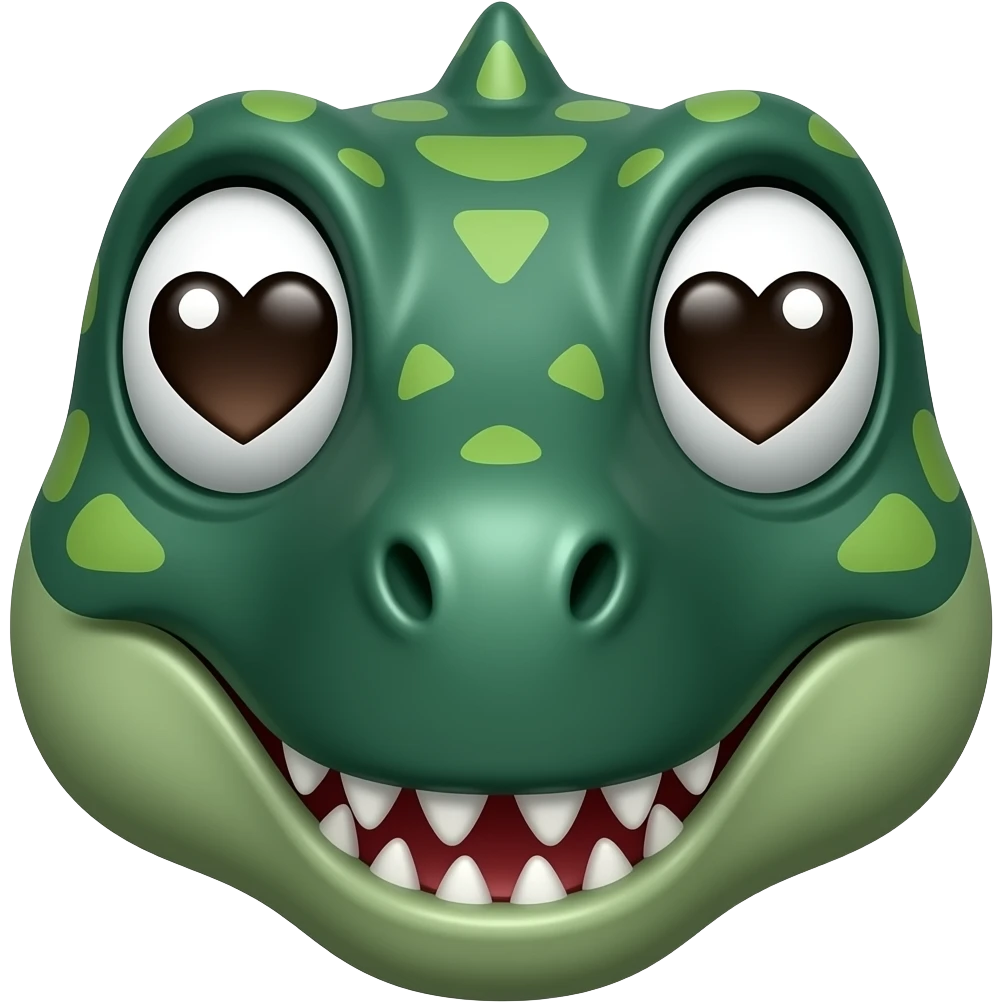 dark green happy raptor head whir heart eyes emoji