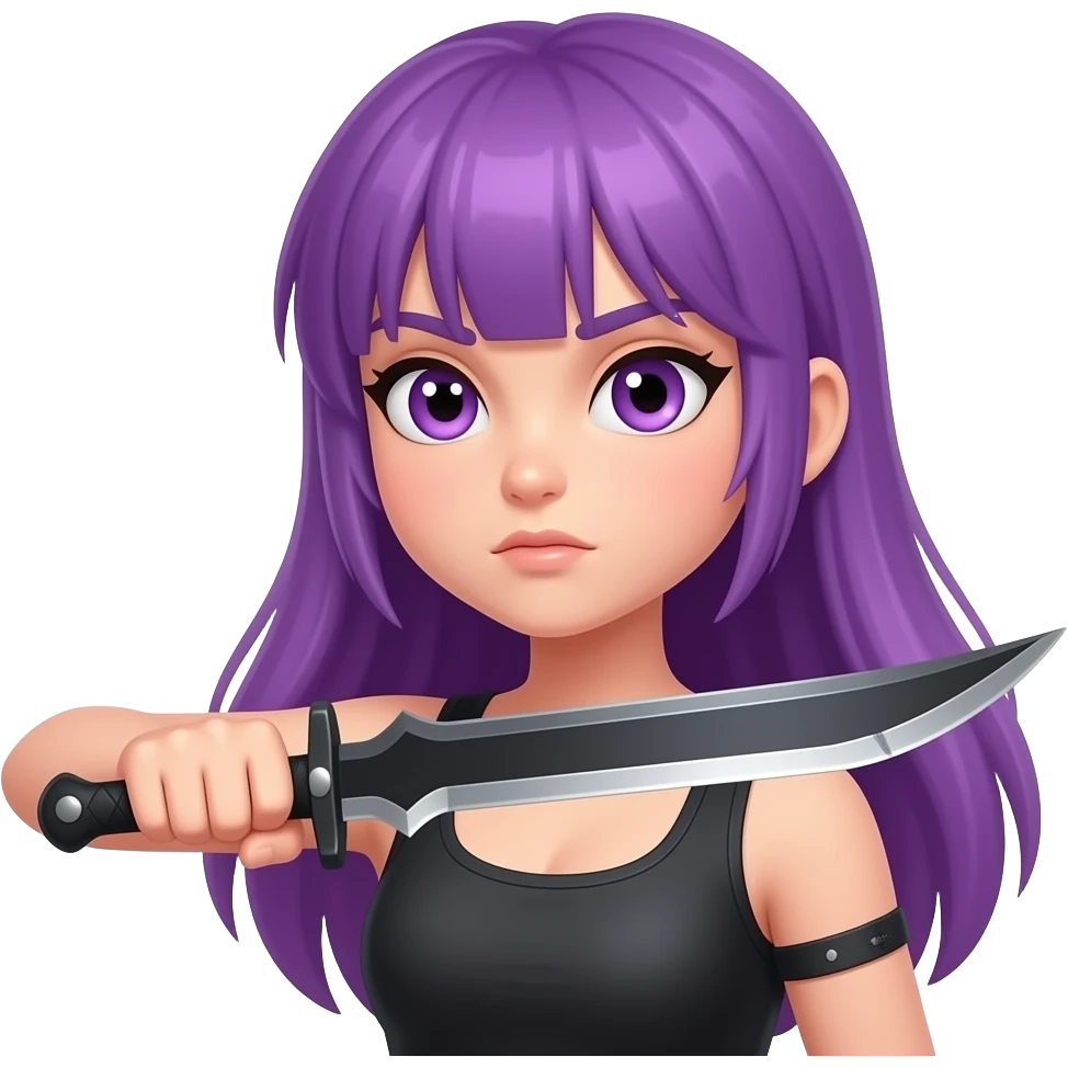 GIRL WITH LONG PURPLE HAIR ATTACKS WITH A MESSER emoji