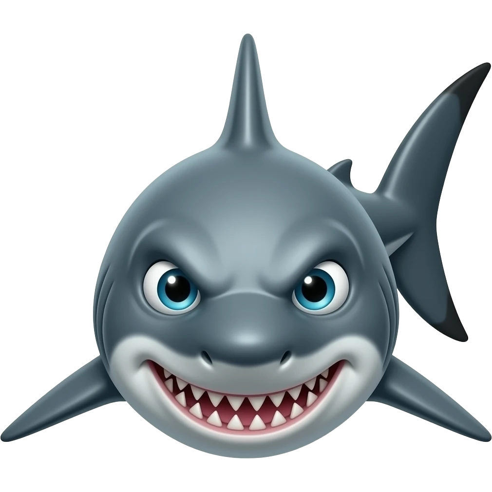 Tubarao agressivo,de frente ,n tao animado emoji