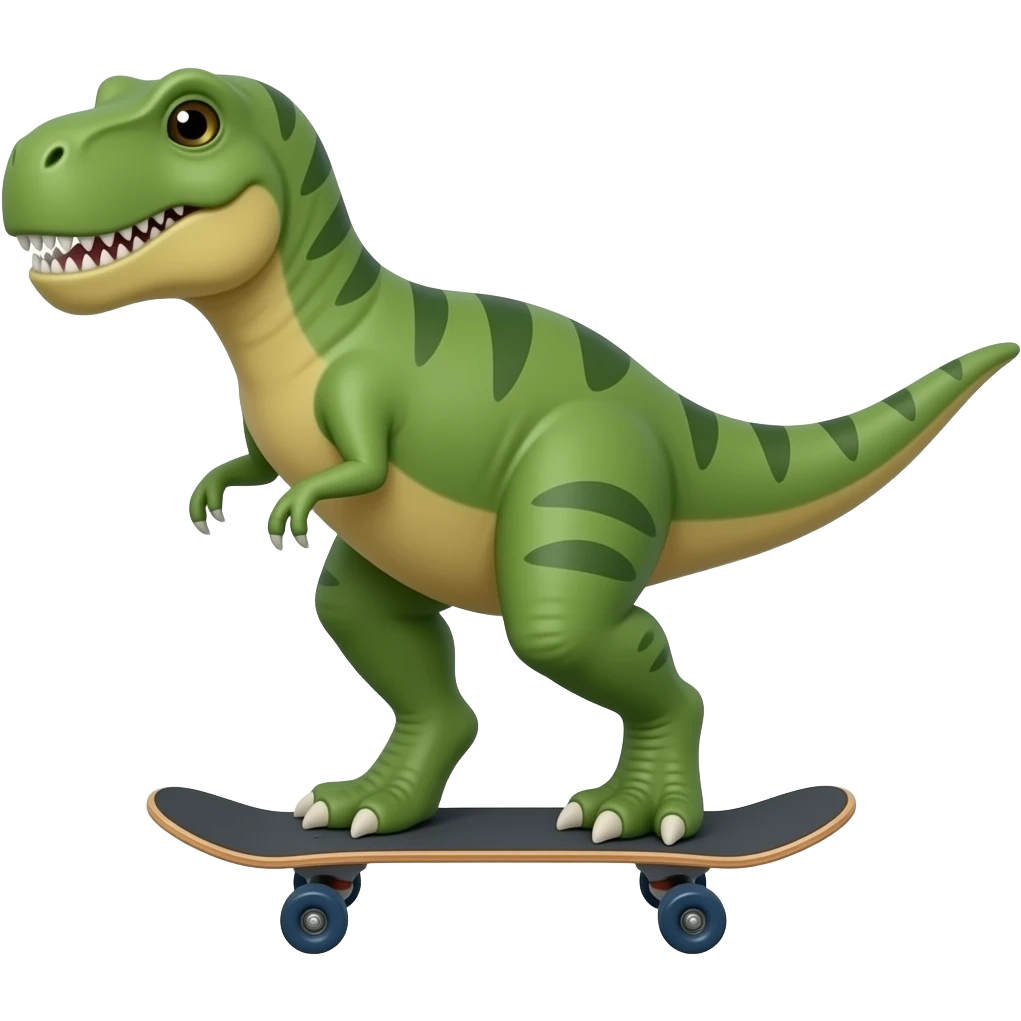 Dinosaur on a skateboard emoji