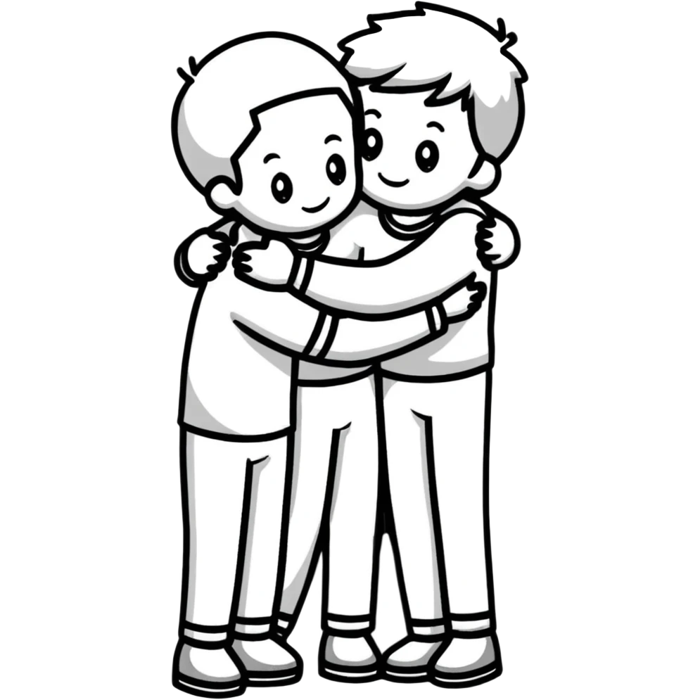 two friends hugging each other warmly emoji