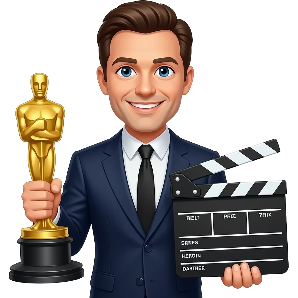 an actor with an oscar and a clapperboard emoji