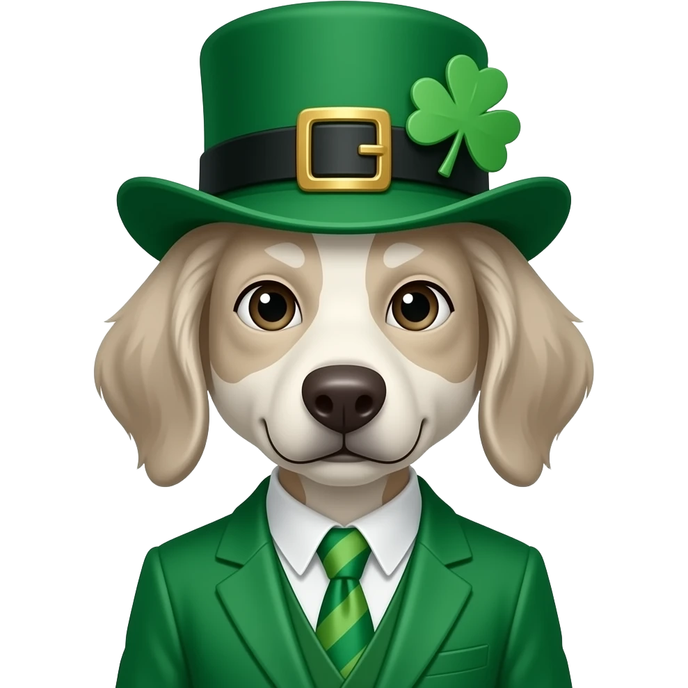 Weimeraner dressed for st Patrick’s day emoji