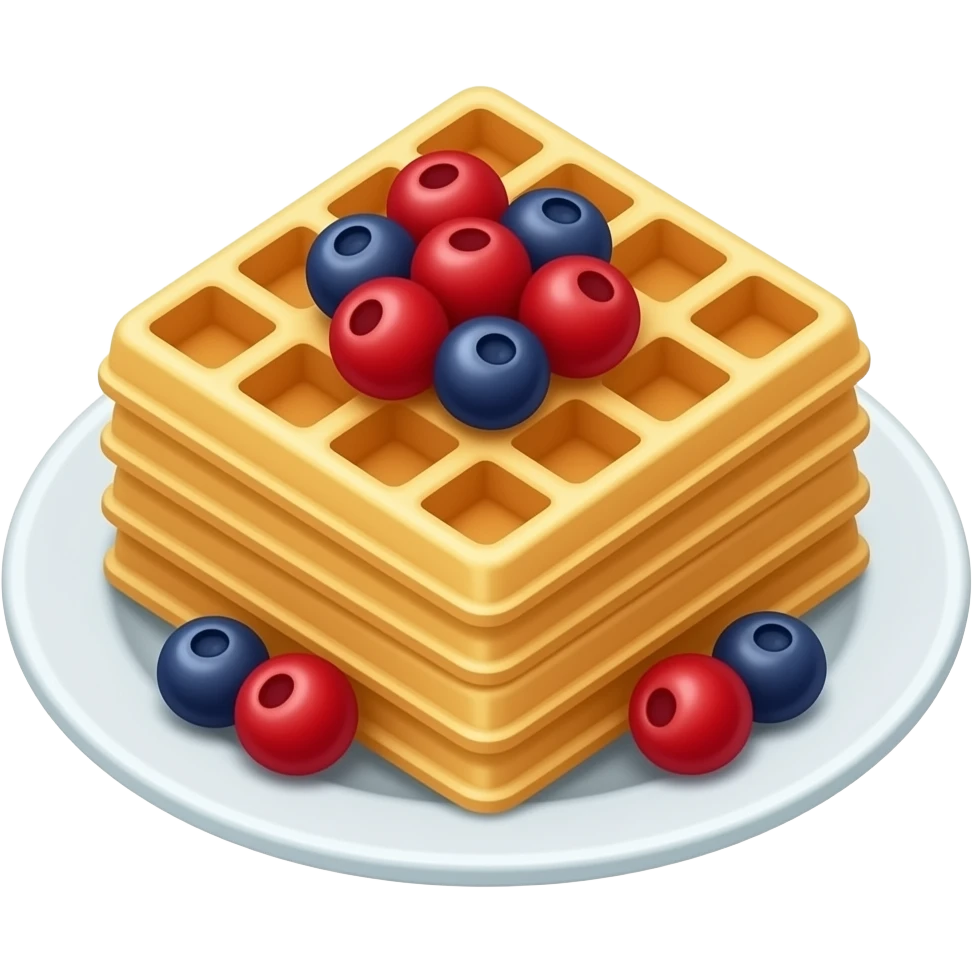 square waffles with berries on plate emoji