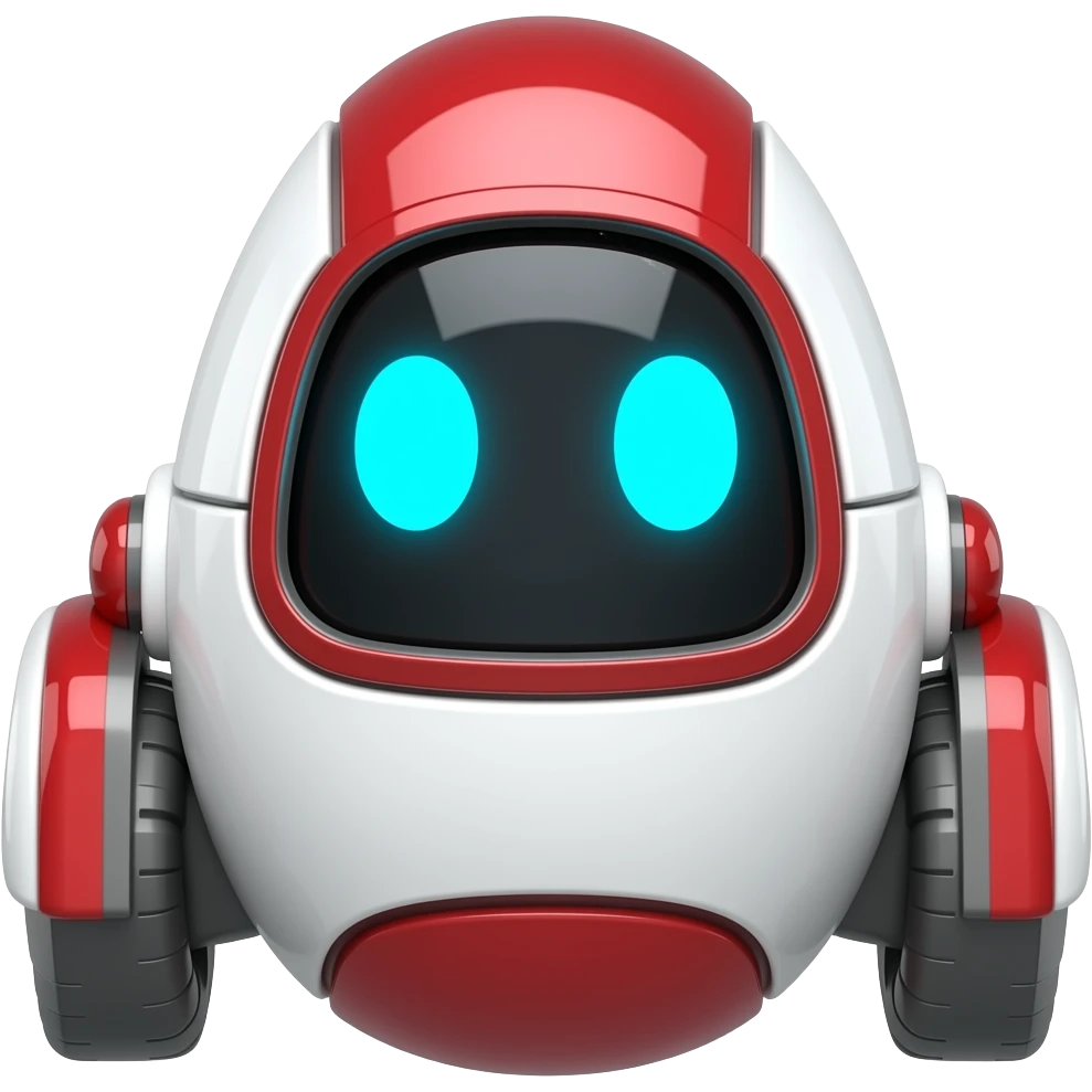 Egg shaped white & red delivery robot emoji