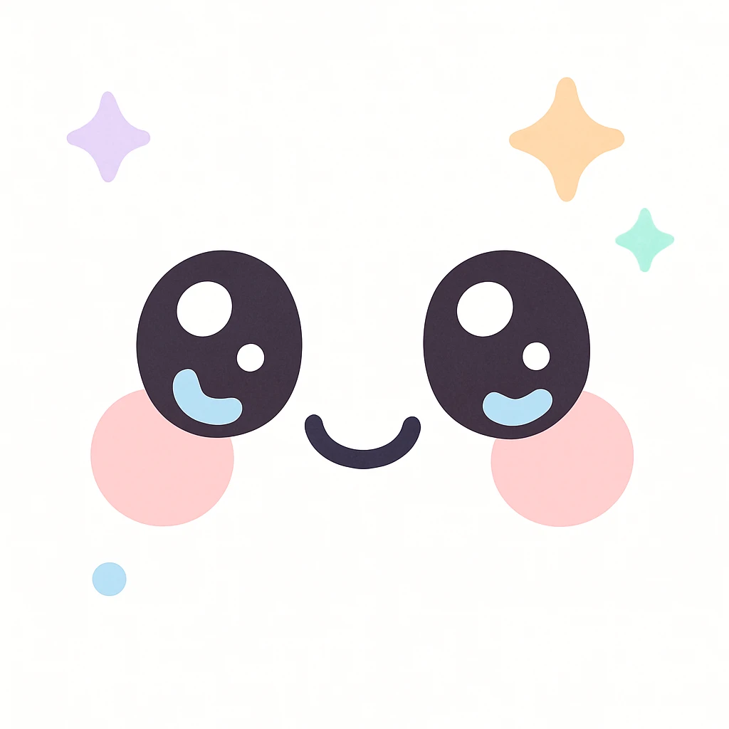 puppy eyes face like 🥹 with stars and glitters around it emoji