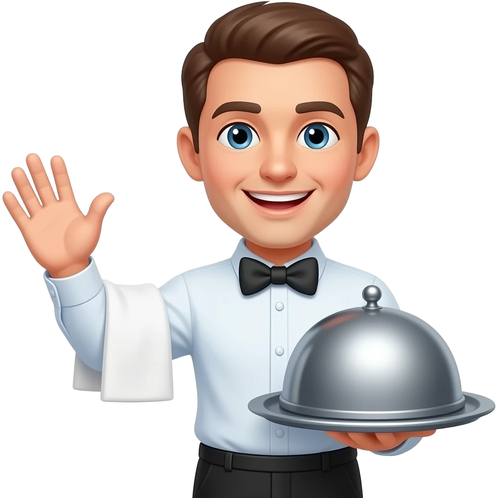 creaet a waiter for a restorent food ordering app men  can make i need a moving one it like moving like a emoji emoji