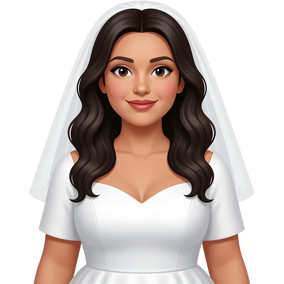 White half sleeve wedding dress Veil Full figured native long dark hair wavy hair emoji