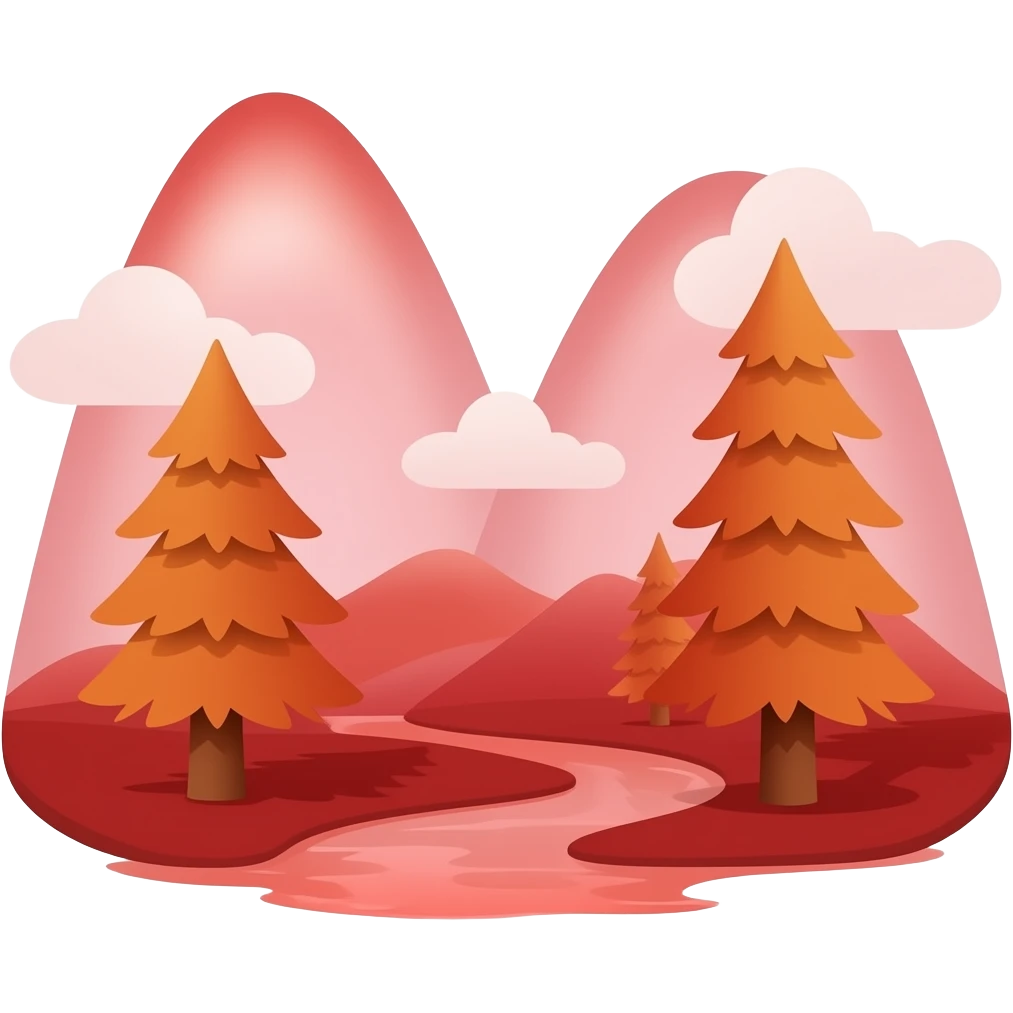 red hills emoji, thick black outline, simple cartoon emoji