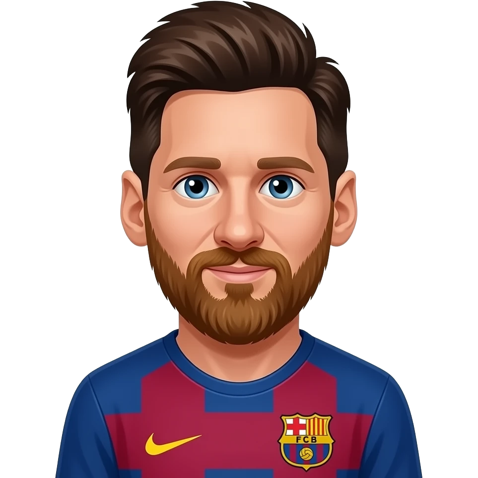 A napravi coveka sa bradom i brkovima i sa dresom barcelone i da je messi emoji