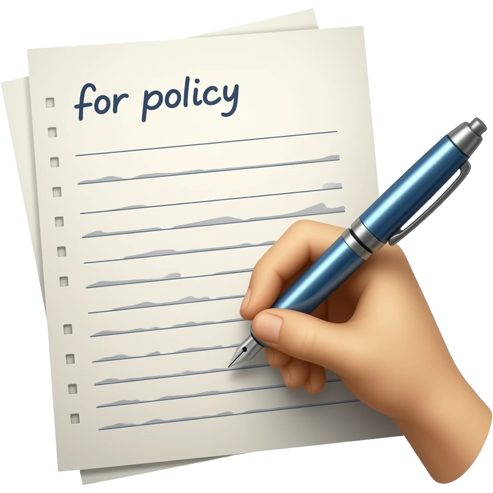 pen writing quotation on paper for policy. Use english emoji