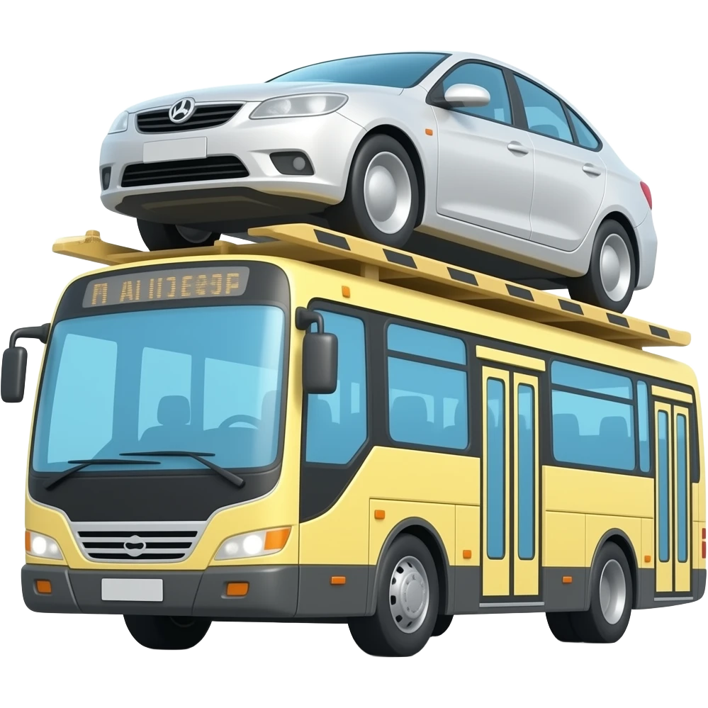 Bus towing a car emoji