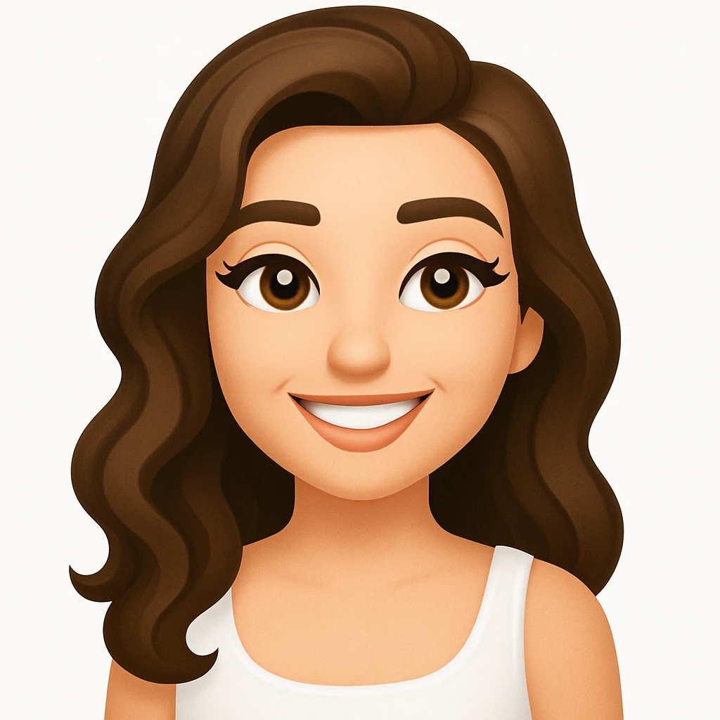 turn the second man in emoji style of the 1st image, match the facial features and match dressing style of the 2nd image, she is in whte tank top emoji