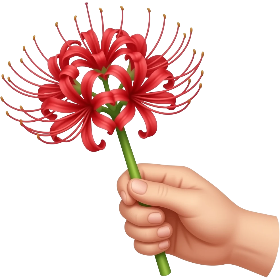 Emoji Hand holding lycoris and giving it emoji